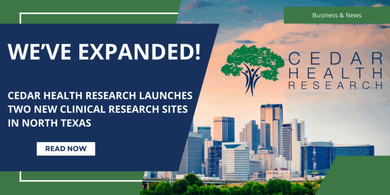CHR Expansion Blog Header We've expanded! Image of North Texas city announcing two new clinical research sites