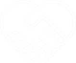 Two hands shaking in the shape of a heart representing community partnership